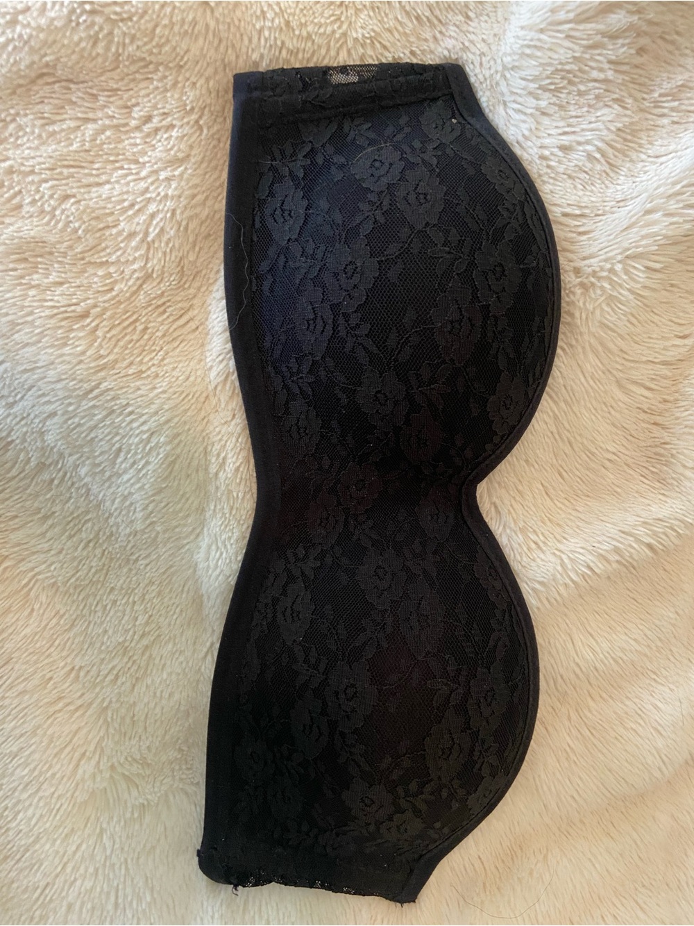 PINK Victoria's Secret Black Lace Strapless Contour Bandeau